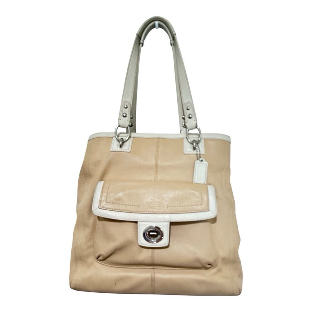 Coach Penelope Beige Tan Leather Tote Shoulder Bag F19264 Y2K